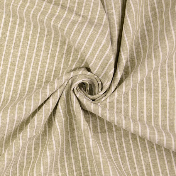 Baumwolle Leinen Stoff hellbeige Streifen ♥ kaufen