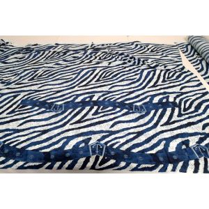 Badelycra-Panel (140x150cm) in Jeansblau: Maritimes Streifenmuster mit Gurt-Print und Ankermotiv für perfekt abgestimmte Badeanzüge und Bikinis.