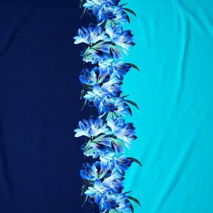 Badelycra Stoff mit Blumen in blau & türkis für Badeanzug, Sport und Tanz