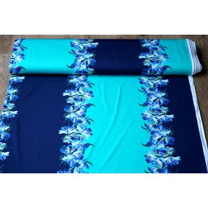 Badelycra Stoff mit Blumen in blau & türkis für Badeanzug, Sport und Tanz