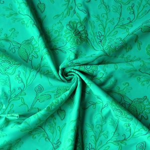 Drapierter Badelycra Emerald mit Blumen-Strukturdruck: Zeigt die glatte, garngefärbte Qualität und den weichen Fall des elastischen Stoffs für Oberteile