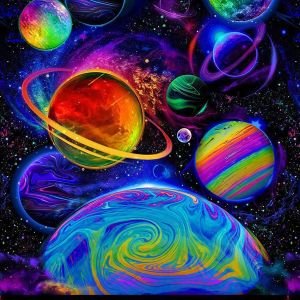 Baumwollstoff Panel mit Weltall-Muster 60x110cm