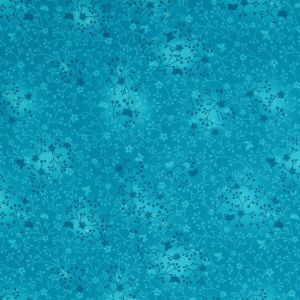 Baumwollstoff Rankenmuster türkis: Feiner Digitaldruck in Popeline-Qualität für Quilting und Mode – 100% Baumwolle Meterware von spitzentraum.ch.
