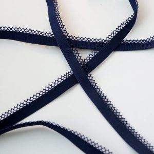 Unterbrustgummi in dunkelblau, 1cm breit mit Spitzenkante fürs BH-Nähen