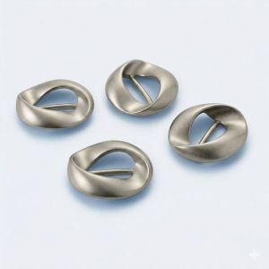 Vierer-Set massiver Bikinischmuck aus Metall (14mm Durchlass) in seidenmattem Alteisen-Silber-Look. Robuste Dekoschleifen zum Aufschieben, perfekt f&uuml;r Bademode.