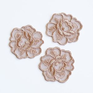 Blumen-Applikation Spitze beige, 3 Stk.