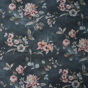 Nahaufnahme Dekostoff Blumen auf Grau: Detailansicht der stabilen Canvas-Struktur mit buntem Digitaldruck f&uuml;r Taschen und Kissen bei Spitzentraum.ch.