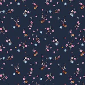 Ecovero&trade; Jersey: Dunkelblau mit bunten Blumen