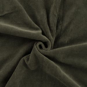 Elastischer Cord Stoff in lodengrün um Hosen, Jacken zu nähen