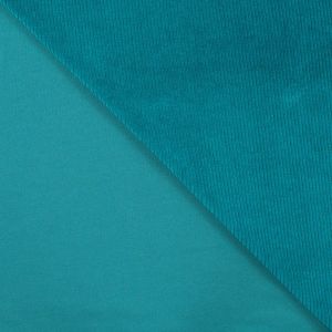 Elastischer Cord Stoff in ozeangrün um Hosen, Jacken zu nähen