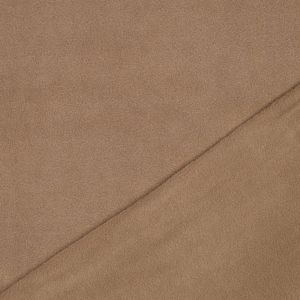 Nahaufnahme der Fleece kamel Heavyweight Textur. Warmer, besonders dichter Stoff mit guter Isolation und weicher Oberfläche.