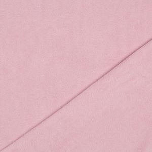 Nahaufnahme der Fleece puderrosa Heavyweight Textur. Warmer, besonders dichter Stoff mit guter Isolation und weicher Oberfläche.