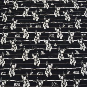 French Terry Stoff 'French Bulldog' mit Hund-Muster