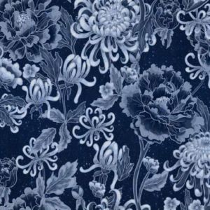 French Terry Stoff Eisblumen blaugrau