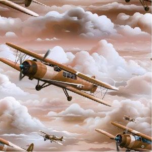 French Terry Stoff Flugzeug Doppeldecker