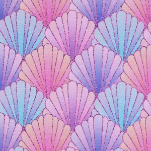 French Terry Stoff mit bunten Muscheln zum Pullover, Hoodies, Trainingshosen nähen