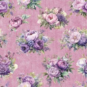 French Terry Stoff mit Pfingstrosen in puderrosa zum Pullover, Hoodies, Turnhosen für Damen & Mädchen nähen