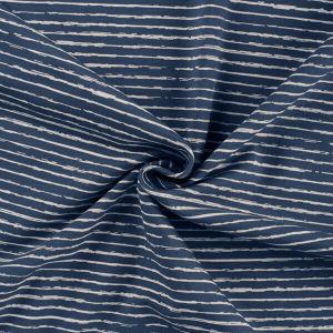 Gestreifter Jersey Stoff in jeansblau und offwhite