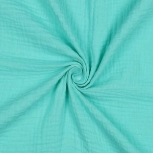 Musselin Stoff aqua in GOTS-Qualit&auml;t f&uuml;r weiche Kinder- und Damenbekleidung, Kinderkleider - 100% Baumwolle.