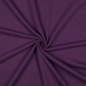 Schneckenf&ouml;rmig gelegter, elastischer GOTS Bio-Sweatstoff in violett f&uuml;r Pullover und Hoodies.