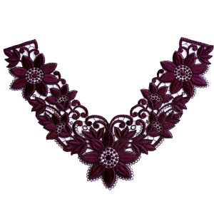 Guipure-Spitze Dekolleté Aubergine 31x25cm