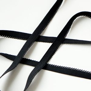 Gummi mit Spitzenkante in schwarz, 8mm breit für Unterwäsche, Kleider & hautenge Kleidung