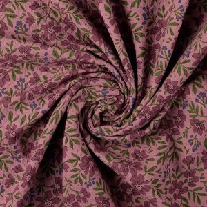 Jaquard Musselin Stoff Mauve mit Blumendruck