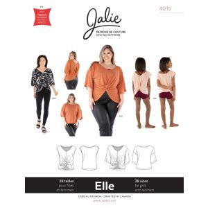Reversibles Top Schnittmuster für Kinder und Damen, 'Elle' von Jalie (Nr. 4015). Der Schnitt kann als Ärmellos oder mit halblangen Ärmeln genäht werden.