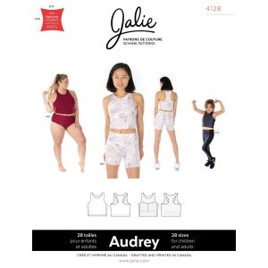 Jalie Schnittmuster 'Audrey' (Nr. 4128) für ein Top bzw. Bustier in 28 Kinder- und Damegrössen.