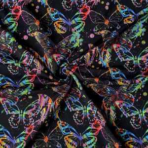 Jersey Stoff bunte Schmetterlinge