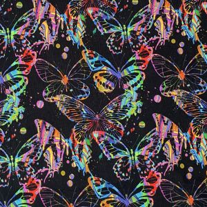 Jersey Stoff bunte Schmetterlinge