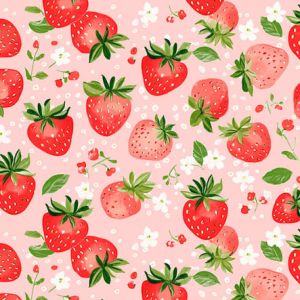 Baumwolljersey mit Erdbeer-Print: Weicher Kinderstoff in Rosa