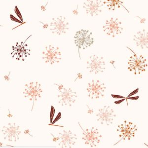 Baumwolljersey mit Libellen & Pusteblumen