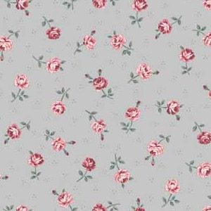 Jersey Stoff mit Rosenmuster in grau
