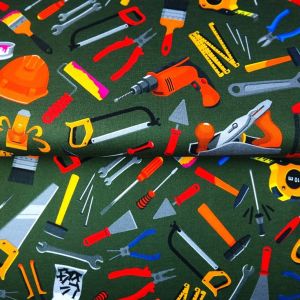 French Terry Stoff mit Werkzeug Muster für Jungs