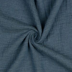 Musselin Stoff in jeansblau-melange
