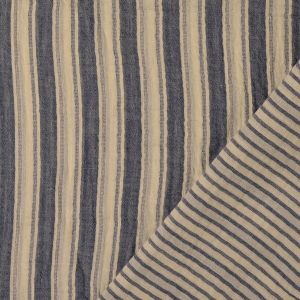 Detailansicht Musselin gestreift: Beidseitig verwendbare Double Gauze mit breiten und schmalen Streifen in blau & ecru, blickdicht und schnell trocknend.