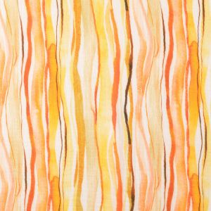 Detailansicht Musselin Digitaldruck Streifenmuster in orange & gelb, 100% Baumwolle, strukturierte Oberfl&auml;che der Double Gauze Webware.
