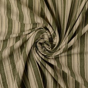 Musselin Stoff Double Gauze gestreift in Gr&uuml;n und Naturecru, 100% Baumwolle, weich fallende Webware f&uuml;r sommerliche Kleider und luftige Herrenhemden.