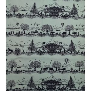 Scherenschnitt Wachstuch in dusty mint mit traditional-trendy Musterung - für Taschen, Etuis; usw.