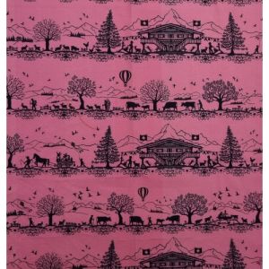 Scherenschnitt Wachstuch in blush mit traditionell-trendiger, schweizer Musterung - für Taschen, Etuis; usw.