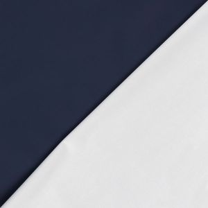 Vorderseite in dunkelblau und wei&szlig;e Mesh-R&uuml;ckseite des wasserdichten Outdoorstoffs Aqua-Protect. Ideal f&uuml;r L&auml;tzli & Stoffwindel-&Uuml;berz&uuml;ge.