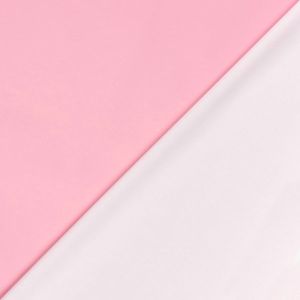 Vorderseite in rosa und wei&szlig;e Mesh-R&uuml;ckseite des wasserdichten Outdoorstoffs Aqua-Protect. Ideal f&uuml;r L&auml;tzli & Stoffwindel-&Uuml;berz&uuml;ge.