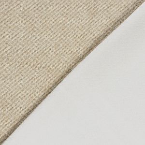 Polsterstoff beige doppelt gewoben: Garngef&auml;rbte Vorderseite mit Struktur und weisse R&uuml;ckseite, blickdichtes Material f&uuml;r Polster und Vorh&auml;nge.