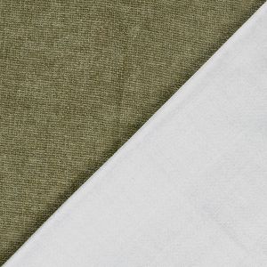 Polsterstoff oliv doppelt gewoben: Garngef&auml;rbte Vorderseite mit Struktur und weisse R&uuml;ckseite, blickdichtes Material f&uuml;r Polster und Vorh&auml;nge.