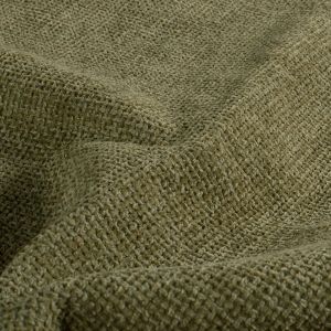 Polsterstoff oliv: Strukturierte Oberfl&auml;che mit weichem Chenille-Kurzhaarflor, mattes Finish, ideal als robuster Bezugsstoff f&uuml;r M&ouml;bel und Kissen.