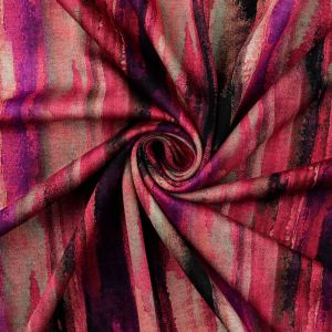 Romanit Jersey Stoff mit Streifen in diversen Pinktönen mit einigen helleren und dünkleren Akzenten für Damenkleider, Blaser, Röcke