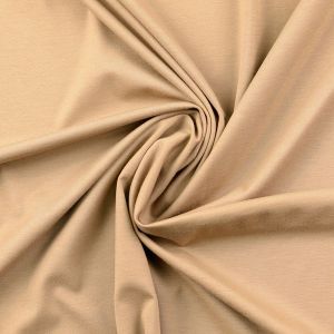Leichter, bielastischer Romanit Jersey in sand, perfekt für Sommermode: Kleider, Blusen, Hosen.