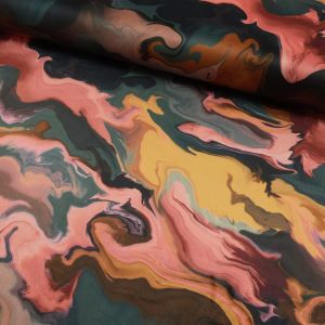 Samt Stoff mit buntem Marmormuster