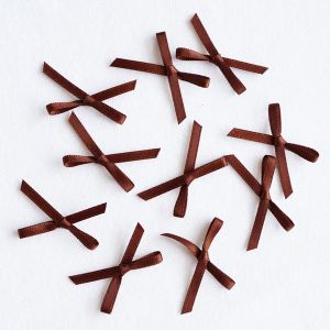 Mahagonifarbige Satinschleifen (10 Stk., 2.5cm) aus glänzendem Band. Ideal zum Nähen von Kleidung, Unterwäsche, für Deko & Bastelprojekte.